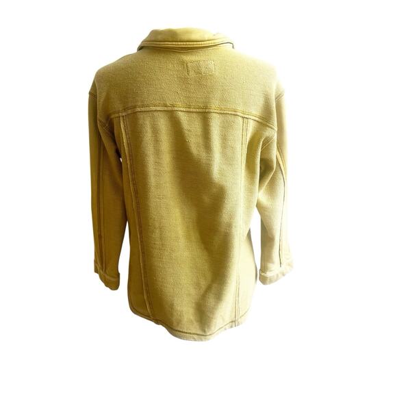 Anthropologie Pilcro Shacket Size Petite Large Mustard Collared Boho Distressed - Picture 5 of 13